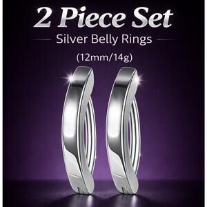 2 Pcs Silver 12mm Hypo Reverse Curve Clicker Belly Button Navel Rings 14g